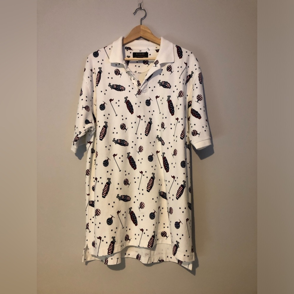 Vintage Men’s Large Golf Print Polo